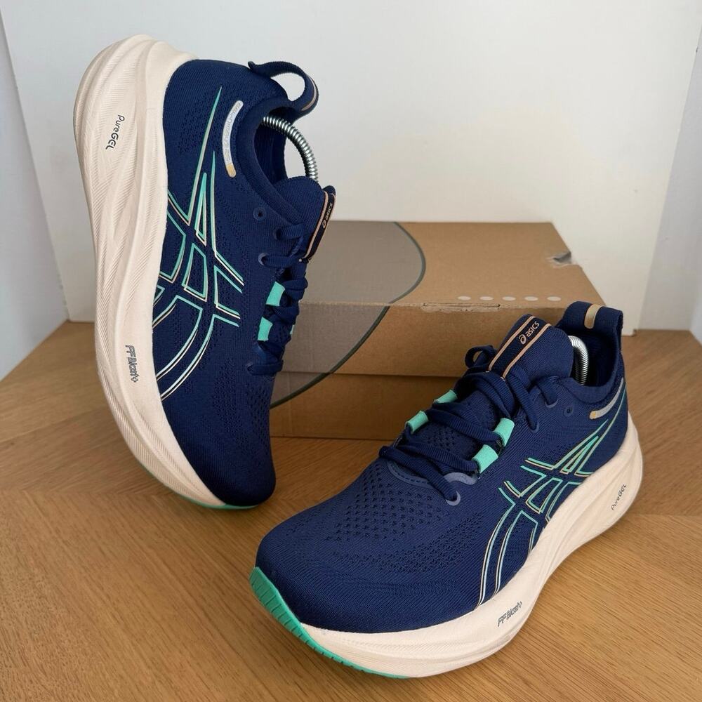 ASICS Gel Nimbus 26 “Blue/Aurora Green” Women Running Sneakers- SZ 8.5